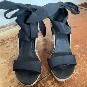 Ugg Black Bow Espadrille Wedges